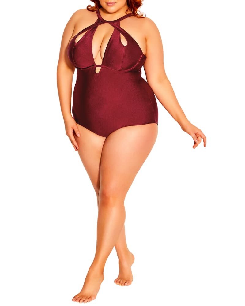 Burgundy plus top size swimsuit